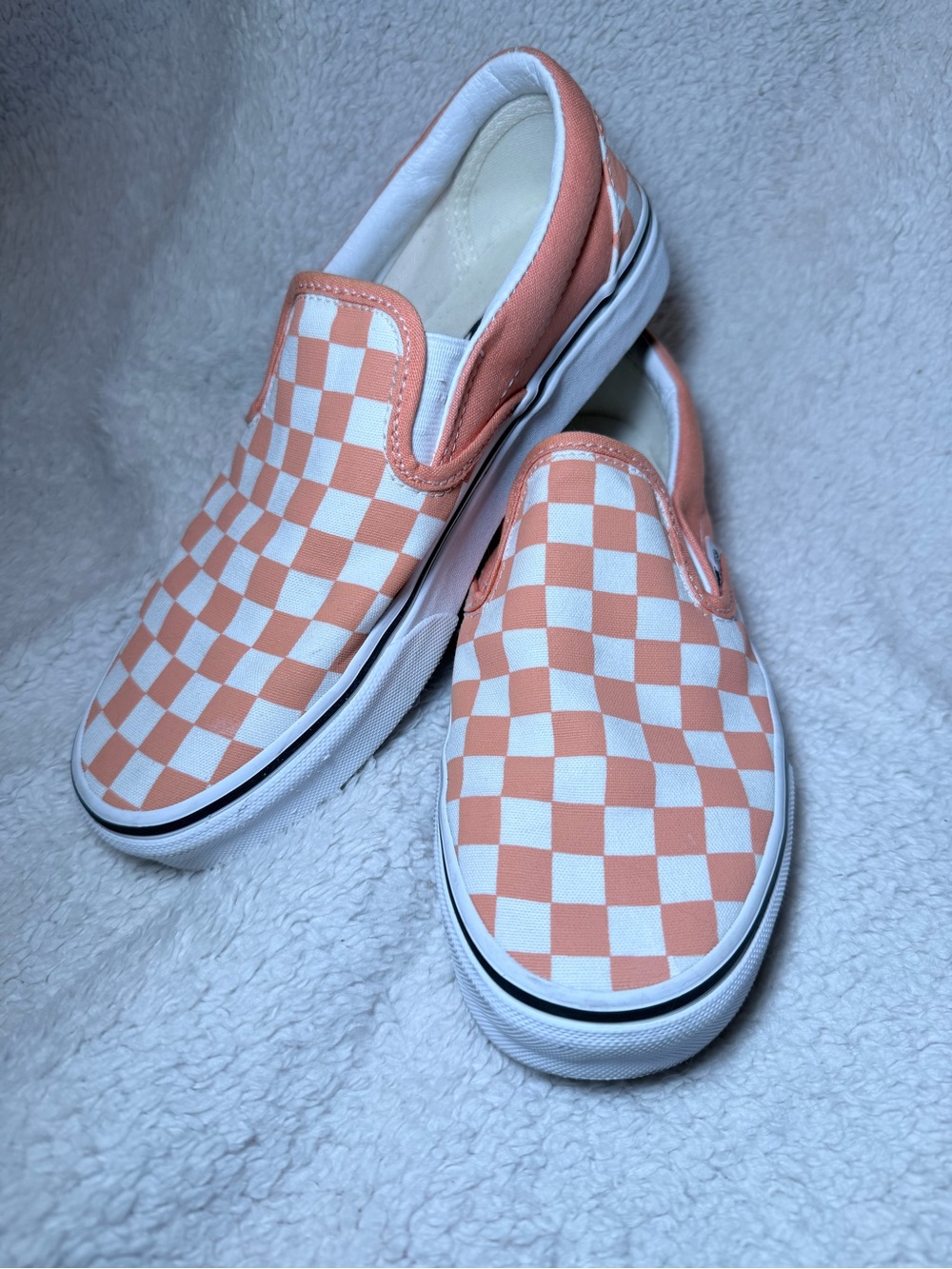 Vans Checkerboard Slip-On Sneakers - Peach & White